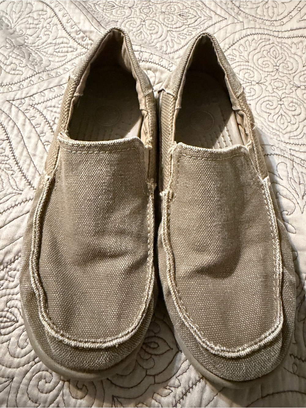 CROCS Kids Slip-On Dress Shoes in Tan Canvas
